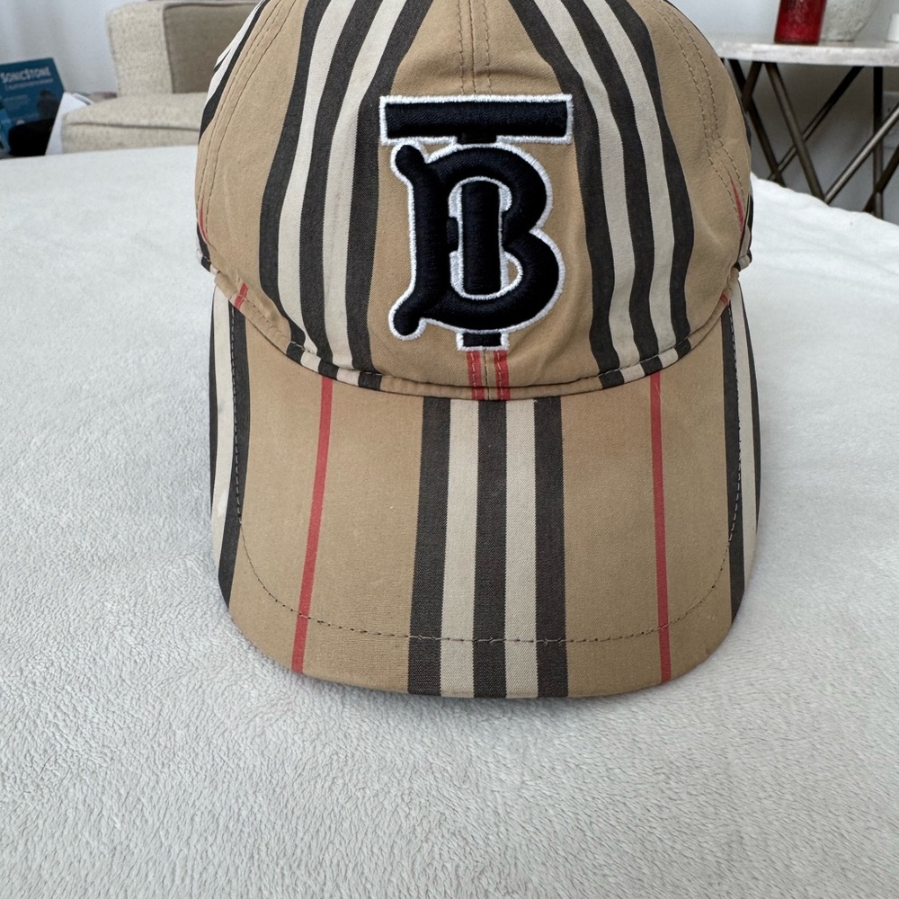 PRICE DROP Burberry Tan Cap with Black and Red Accents